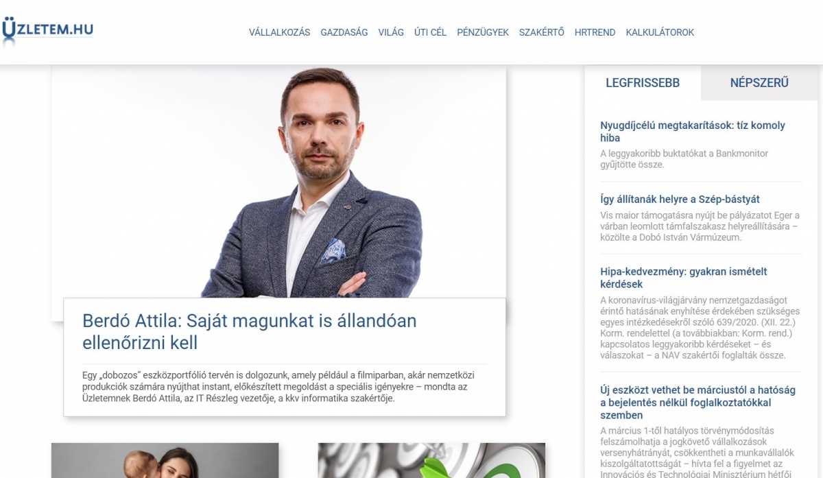 üzletem.hu interjú: Berdó Attila: Saját magunkat is állandóan ellenőrizni kell